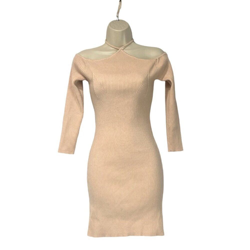 Lost + Wonder Women’ Halter Neck Sweater Bodycon Dress in Linen, Sz. S
